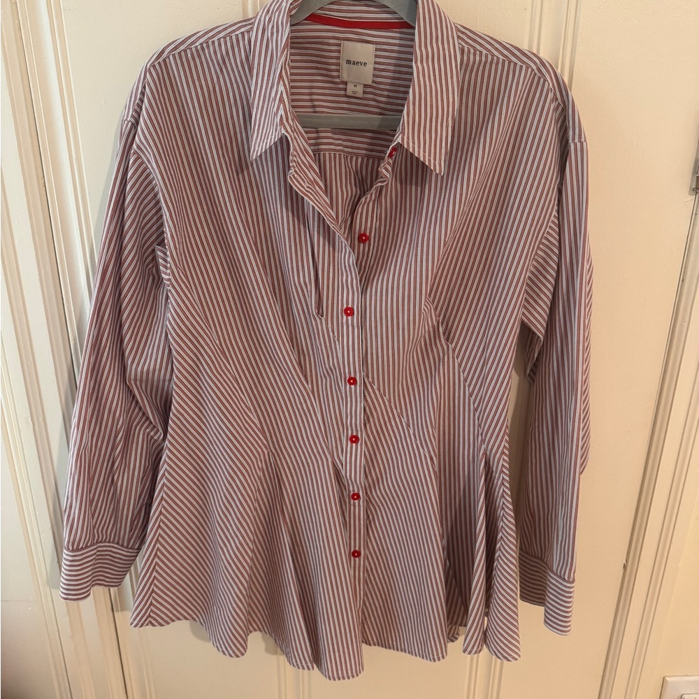 Anthropologie Maeve Striped Button-Up Shirt
